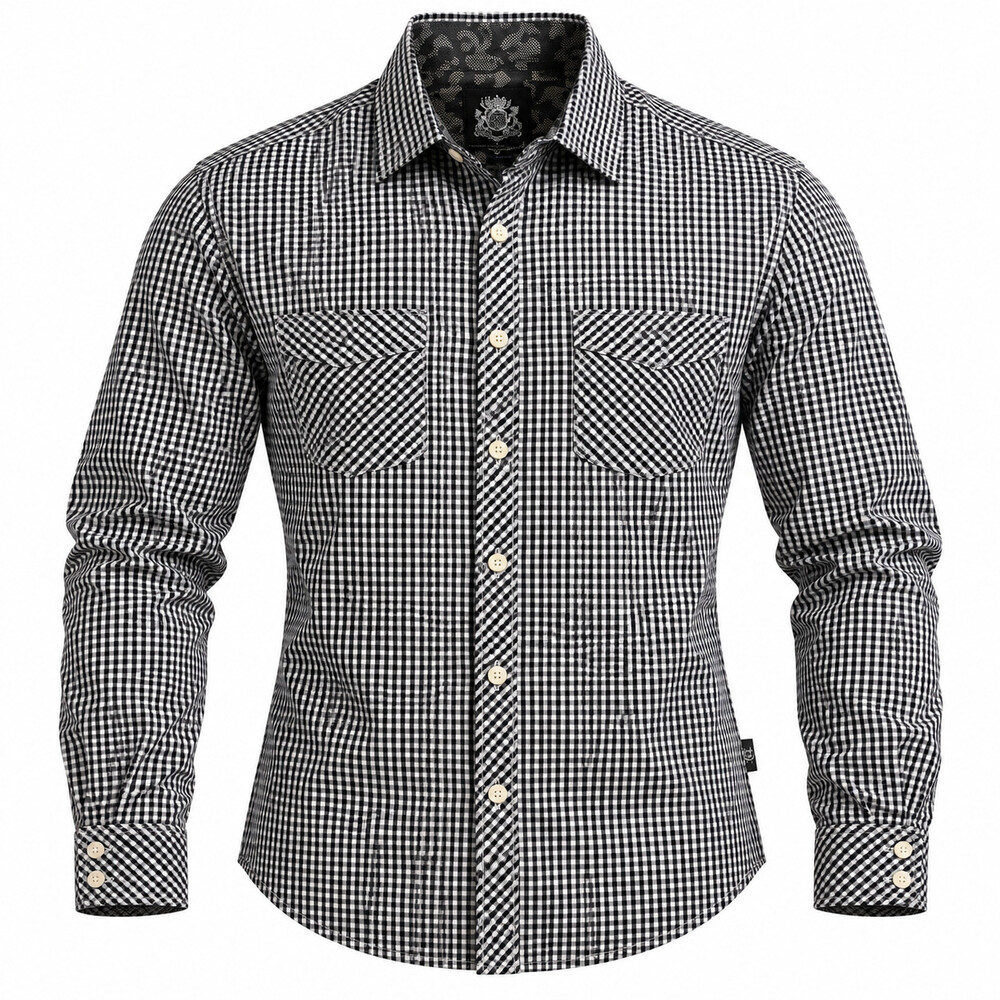 English Laundry Men’s Gray White Blue Button Up Shirt Long Sleeve NWOT